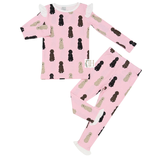 Girls Doodle Ruffle Loungewear Set