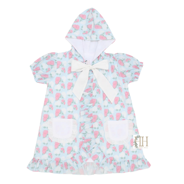 Girls Pink Hydrangea Hooded Bow Coverup