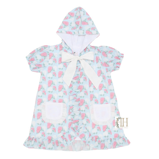 Girls Pink Hydrangea Hooded Coverup