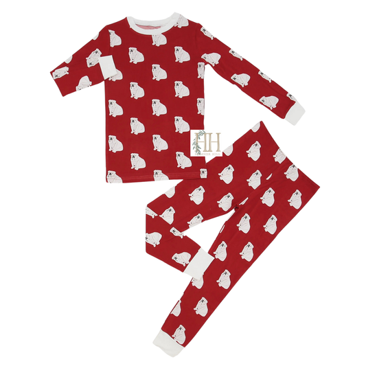 Boys Red Bulldog Loungewear Set