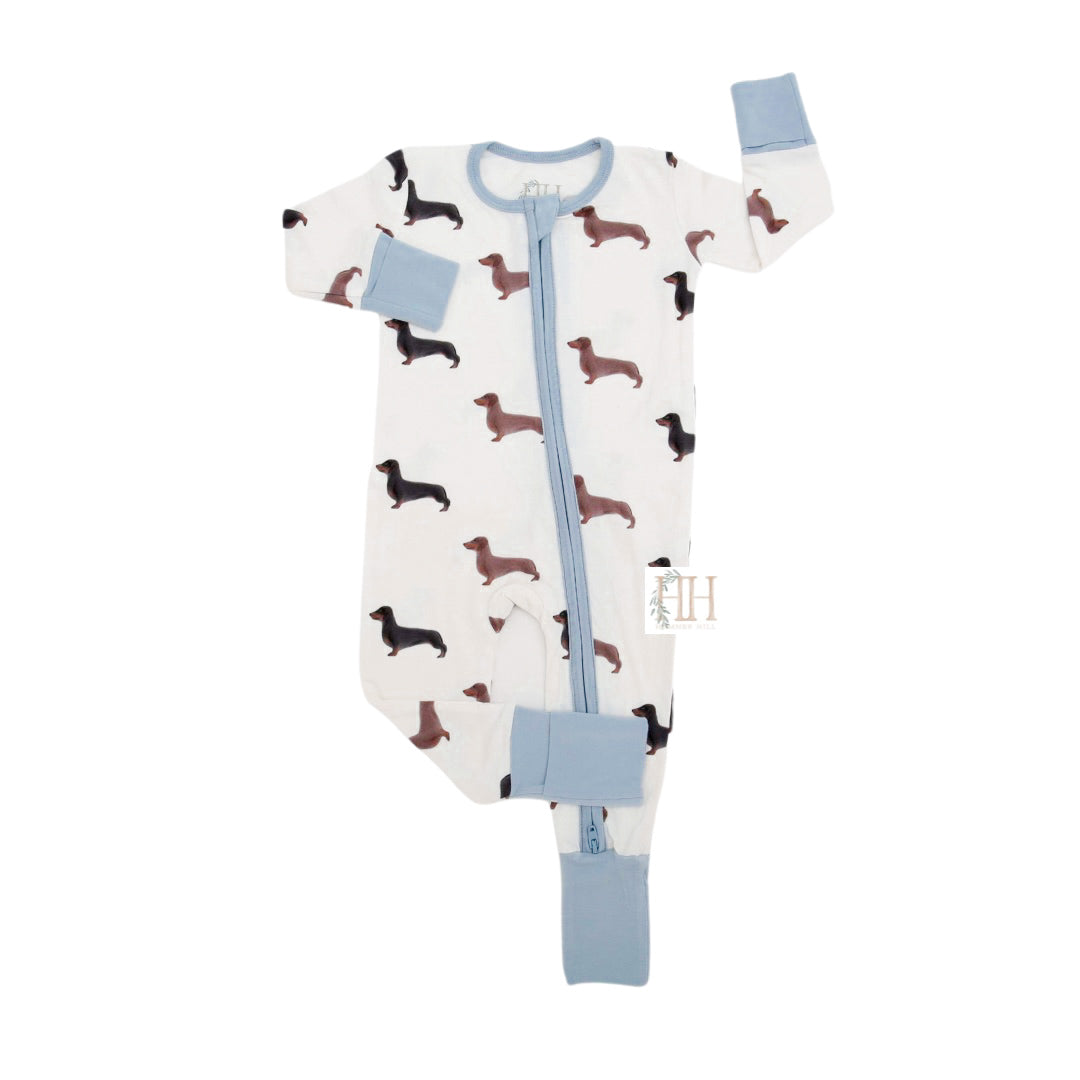 Boys Dachshund Double Zipper Romper