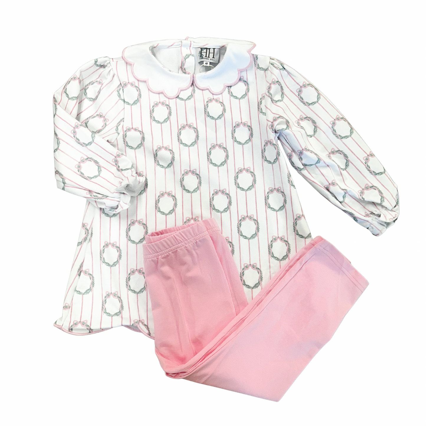 Girls Sugarplum Wreath Top and Pants Set