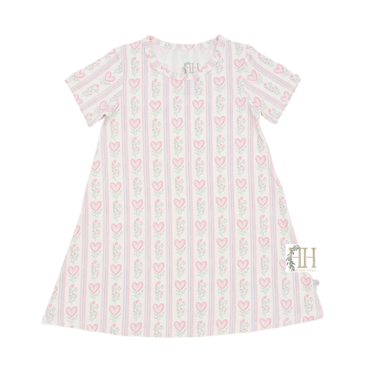 Girls Floral Hearts Bamboo Dress