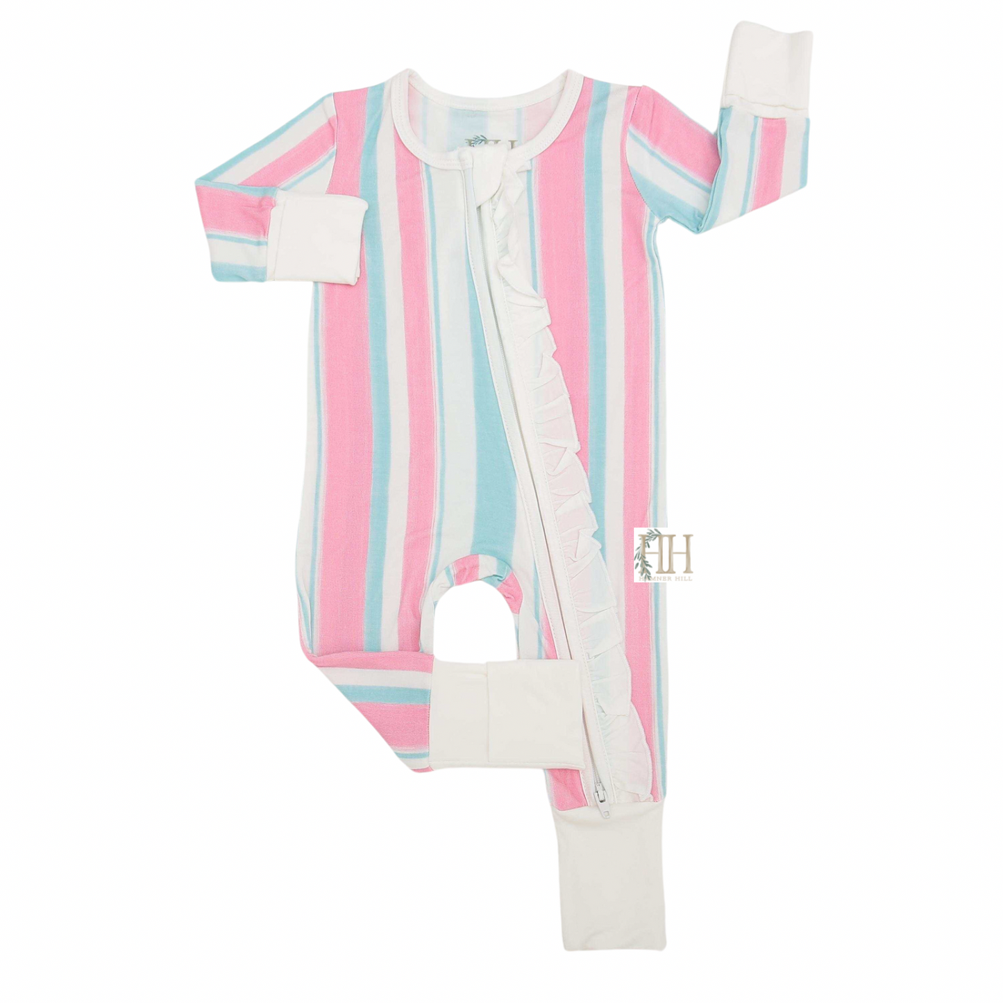 Girls Painted in Pastels Double Zipper Romper