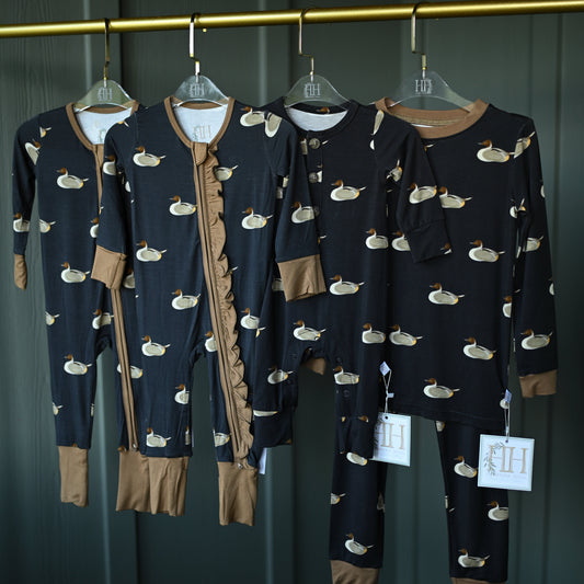 Boys Pintail Duck Long Sleeve Button Romper