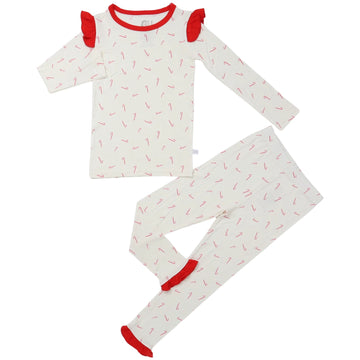 Girls Ruffle Candy Cane Lane Loungewear Set