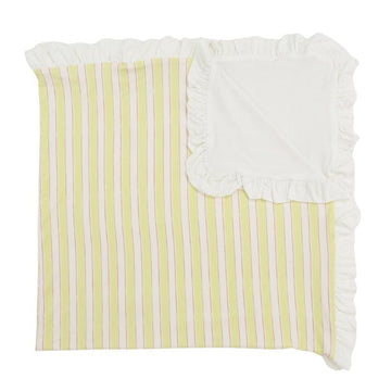 Yellow Stripe Ruffle Stroller Blanket