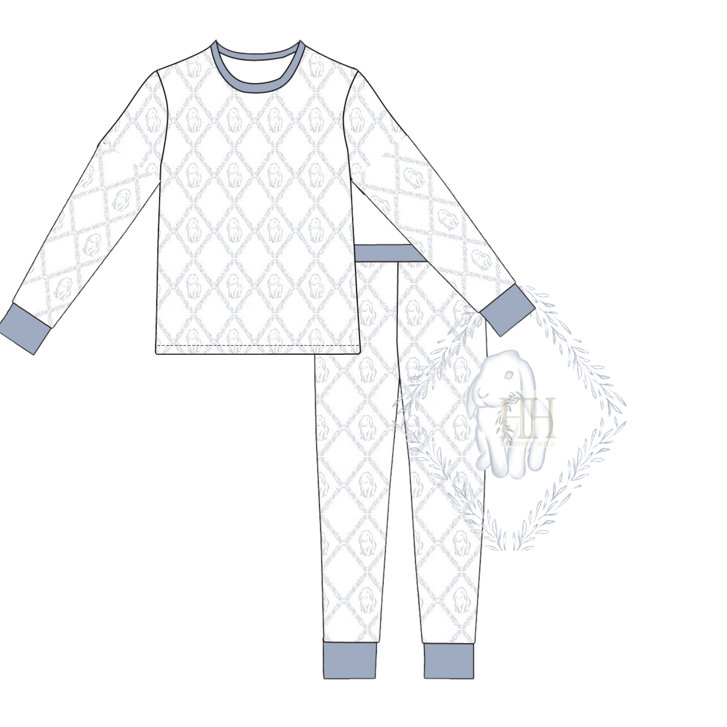 (PRE PURCHASE) Boys Blue Dainty Bunny Loungewear Set