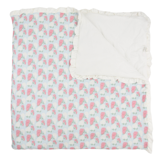 Pink Hydrangea Ruffle Large Blanket