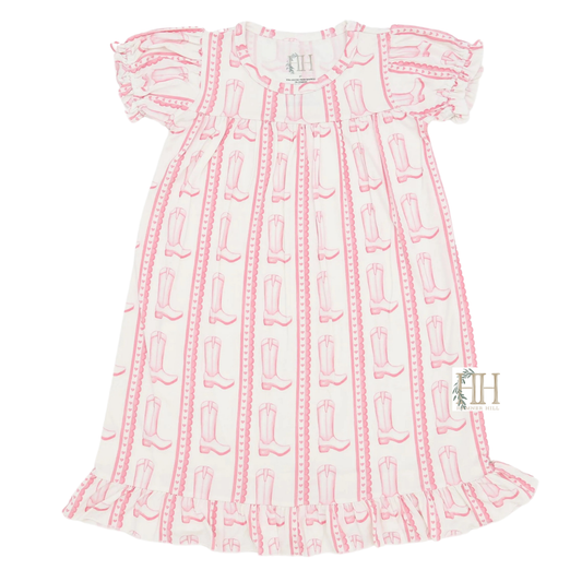 Girls Pink Heart Boots Nightgown