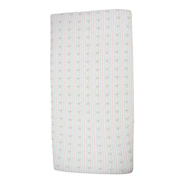 Girls Blue Floral Stripe Crib Sheets