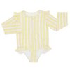 Girls Yellow Stripes Ruffle Rashguard