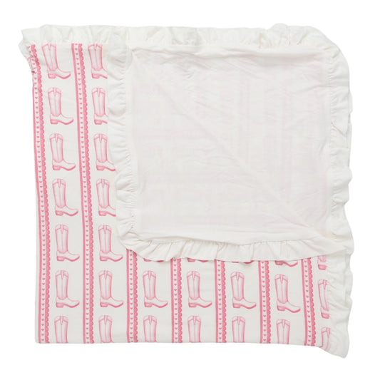 Pink Heart Boot Stroller Blanket