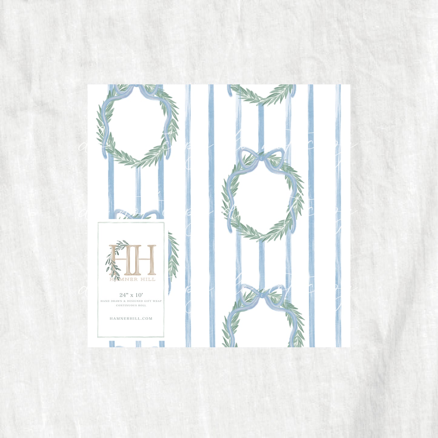 Blue Wreath Gift Wrap