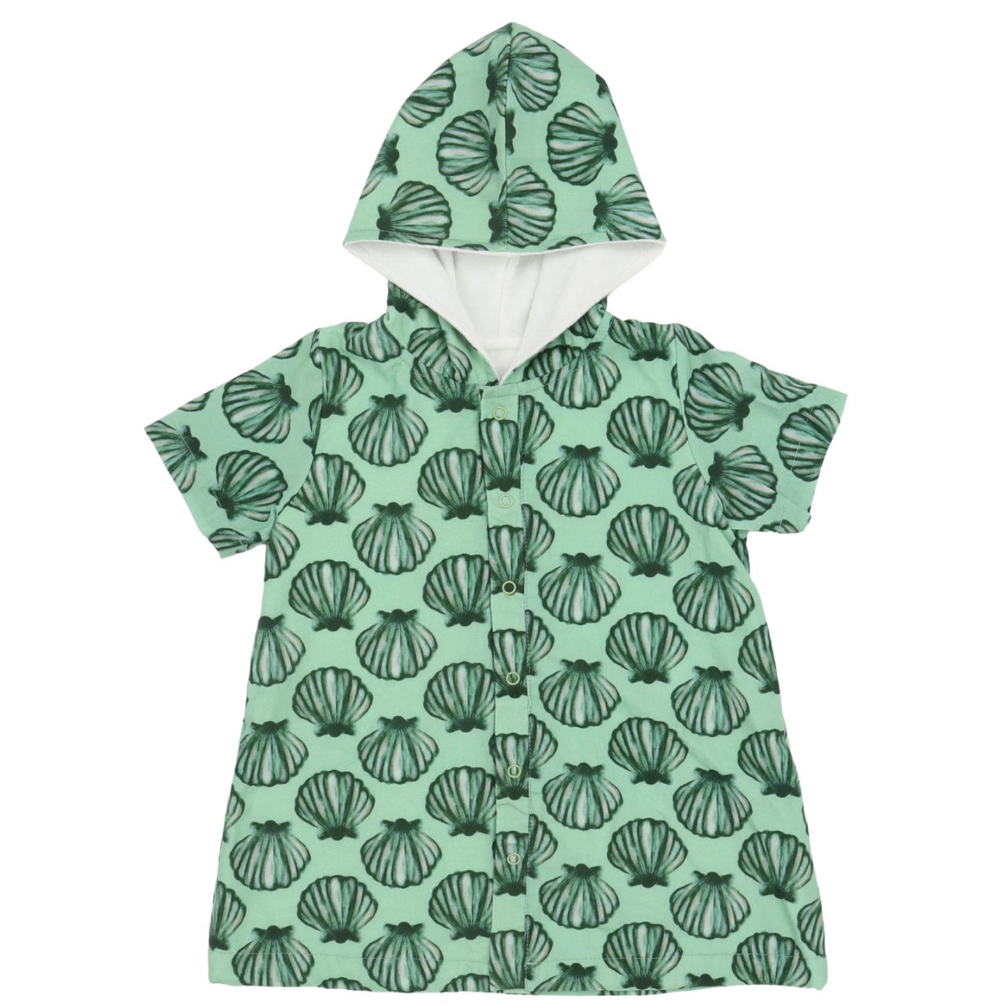 Boys Green Seashell Hooded Coverup