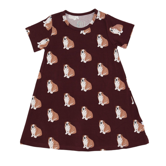 Maroon Bulldog Bamboo Dress