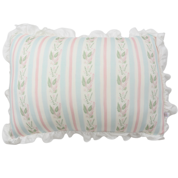 Blue Floral Stripe Ruffle Standard Pillow & Pillowcase