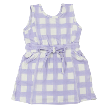 Girls Purple Check Skort Dress