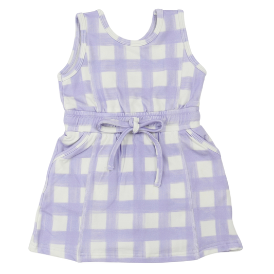 Girls Purple Check Skort Dress