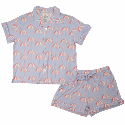 Womens Umbrella Button Down Shorts Set