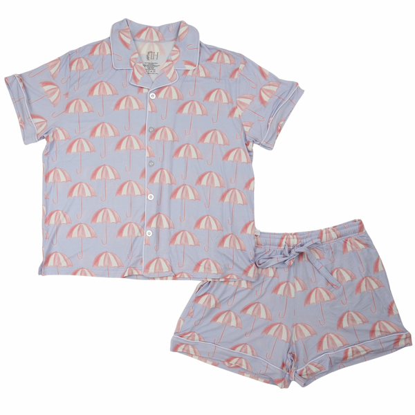 Womens Umbrella Button Down Shorts Set