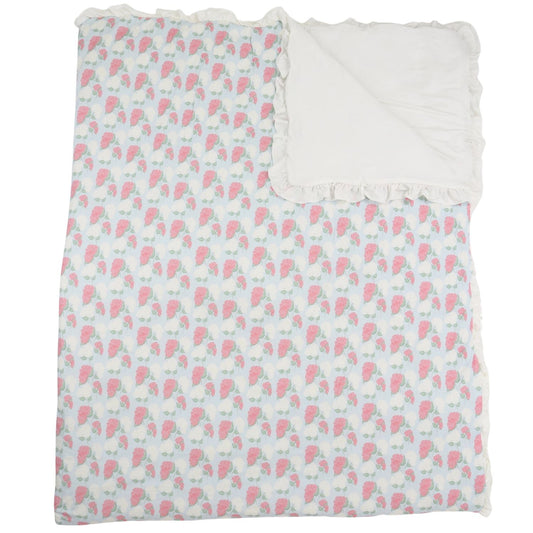 Girls Pink Hydrangea Twin Size Blanket Cover
