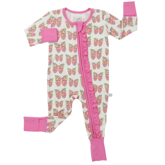 Girls Butterfly Double Zipper Romper