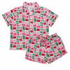 Womens Letter to Santa Button Down Short Sleeve Loungewear Set