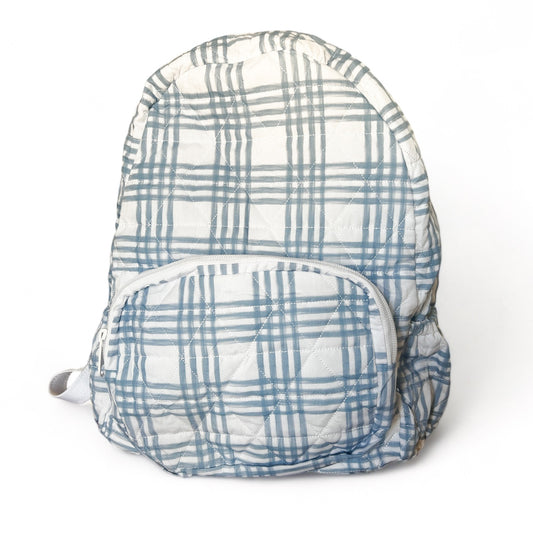 Blue Plaid Quilted Backpack