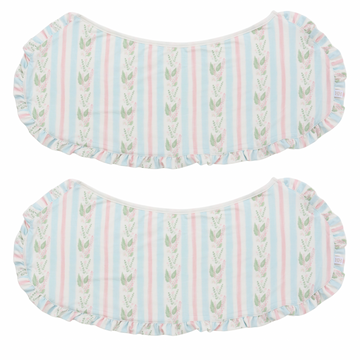 Blue Floral Stripe Burp Cloth Bib (Pack of 2)