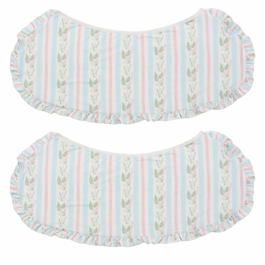 Blue Floral Stripe Burp Cloth Bib (Pack of 2)