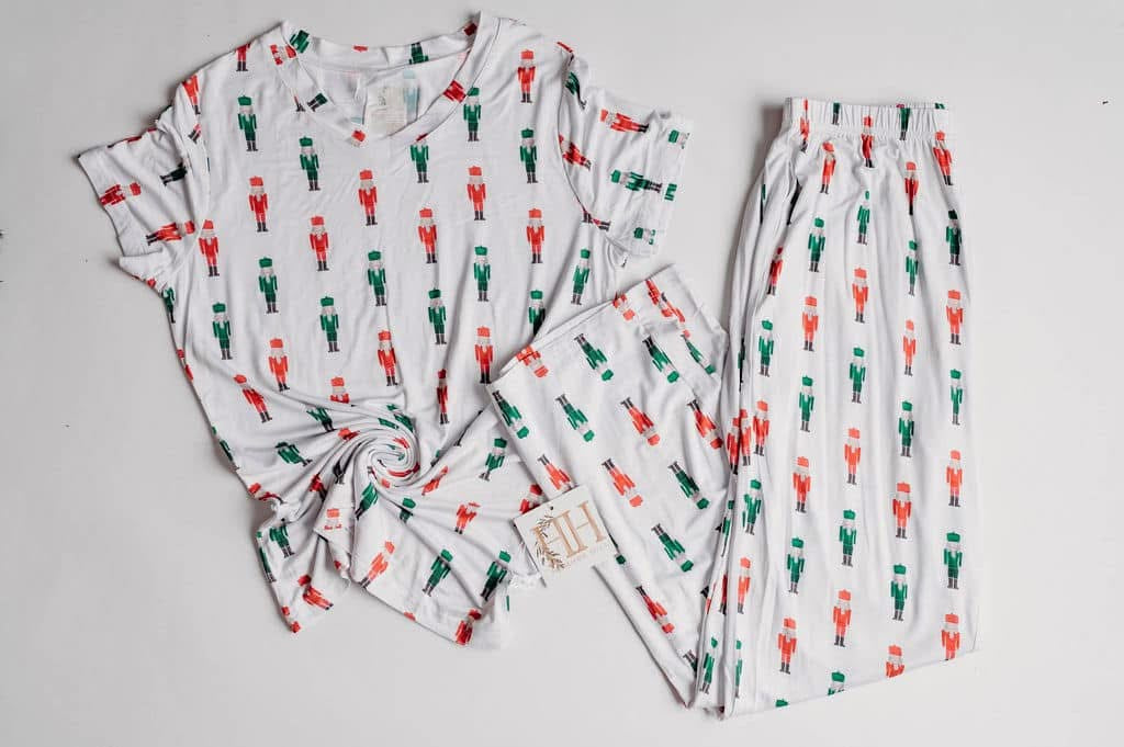 Womens Red and Green Nutcracker Loungewear Pants Set (OLDER STYLE/FIT)