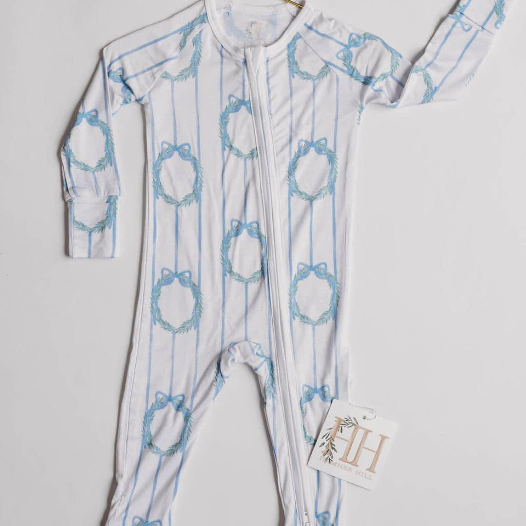 Blue Wreath Double Zipper Romper (OLDER FIT/STYLE)