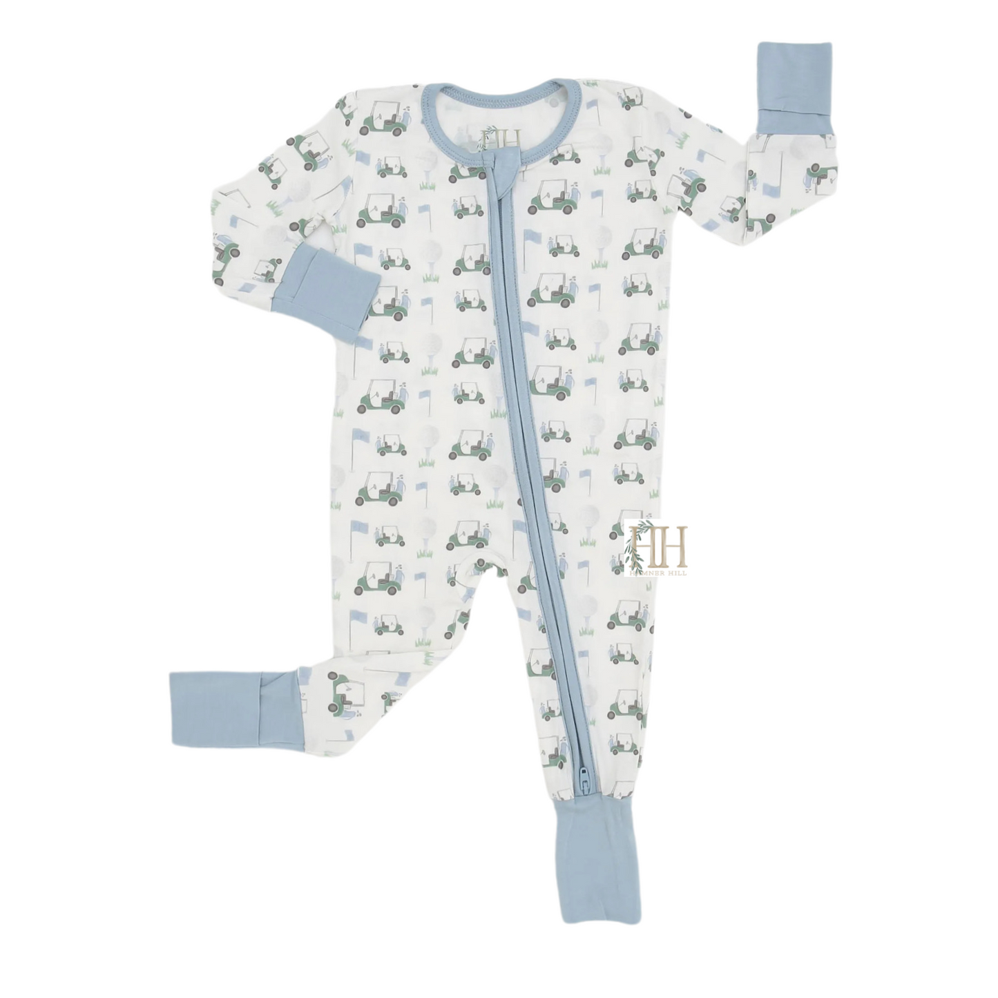 Boys Blue Finding Fairways Double Zipper Romper