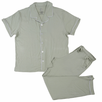 Womens Sage Green Button Down Loungewear Pants Set