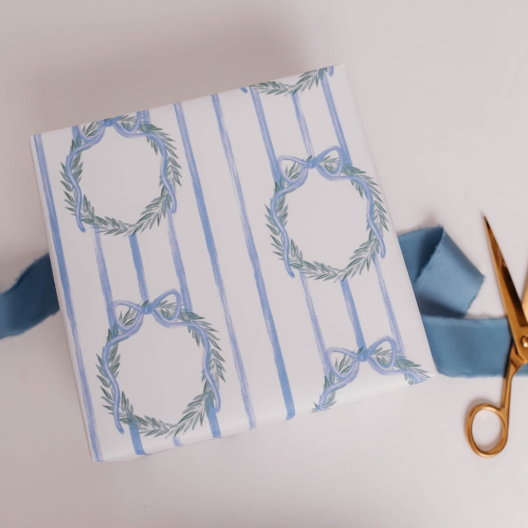 Blue Wreath Gift Wrap