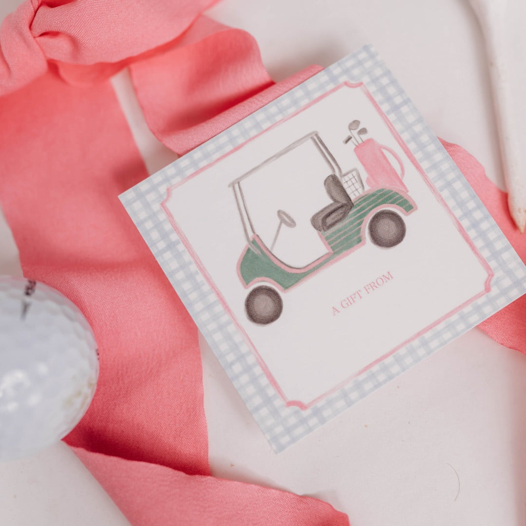 Pink Golf Cart Gift Tags