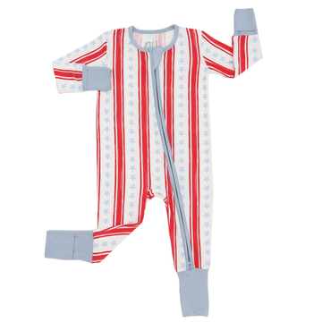 Boys Stars and Stripes Double Zipper Romper