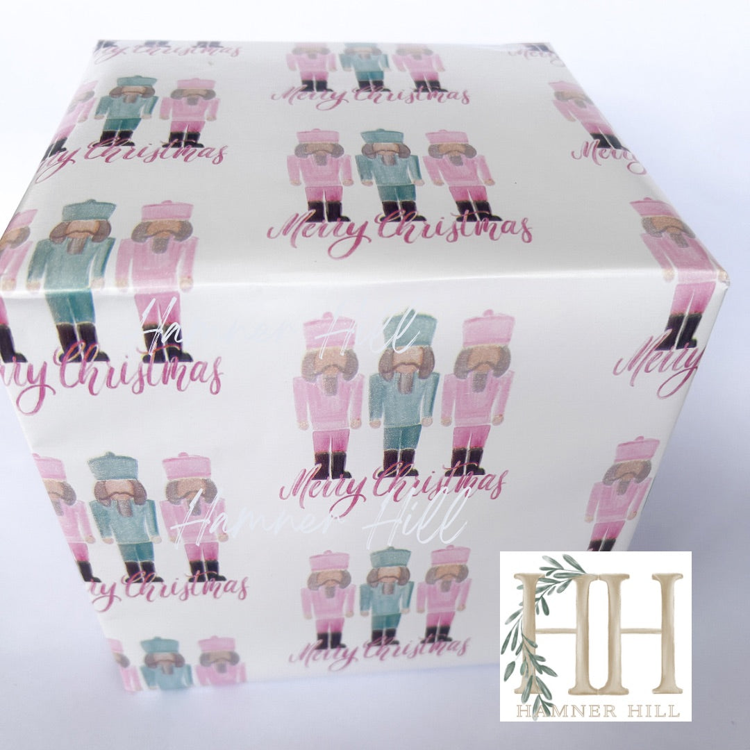 Pink and Teal Nutcracker Gift Wrap