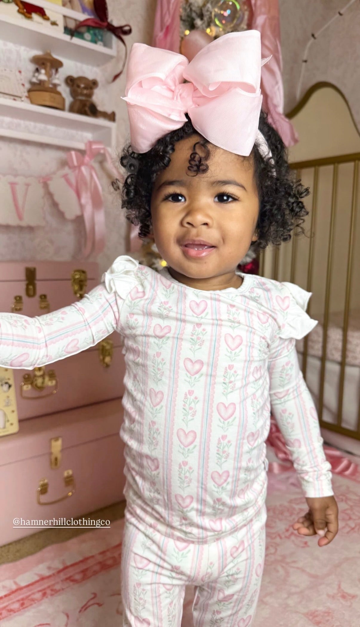 Girls Floral Heart Ruffle Loungewear Set