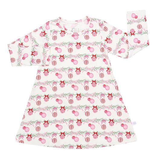 Girls Pinkmas Joy Ornaments Bamboo Dress