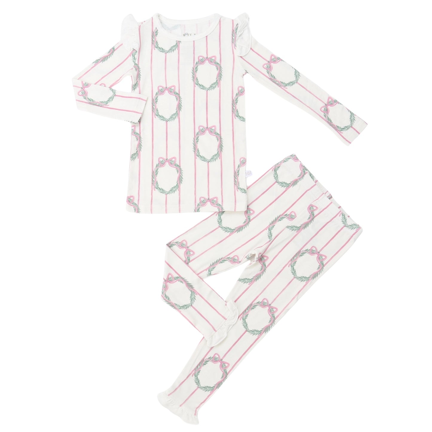 Girls Sugarplum Wreath Ruffle Loungewear Set