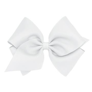 Mini King Classic Grosgrain Hair Bow (Plain Wrap) - White
