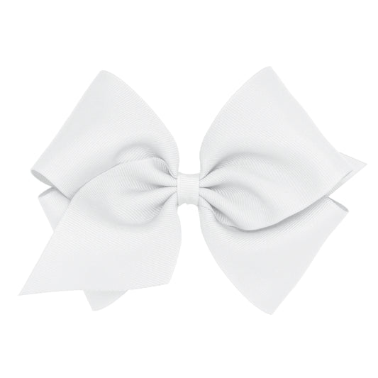 Mini King Classic Grosgrain Hair Bow (Plain Wrap) - White