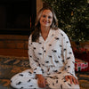Womens Reindeer Long Sleeve Button Down Bamboo Loungewear Set