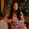 Womens Letter to Santa Long Sleeve Button Down Bamboo Loungewear Set
