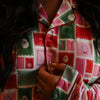 Womens Letter to Santa Button Down Short Sleeve Loungewear Set