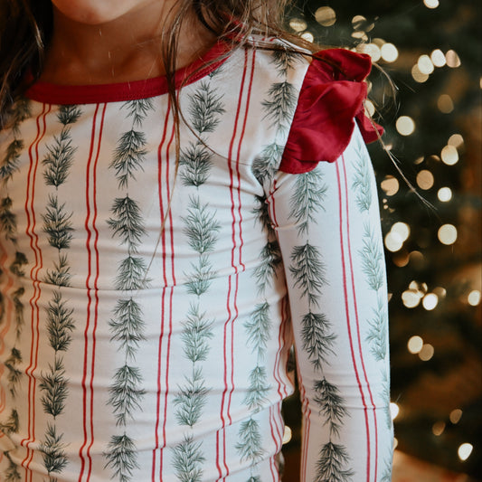 Girls Ruffle Pine Needles Loungewear Set
