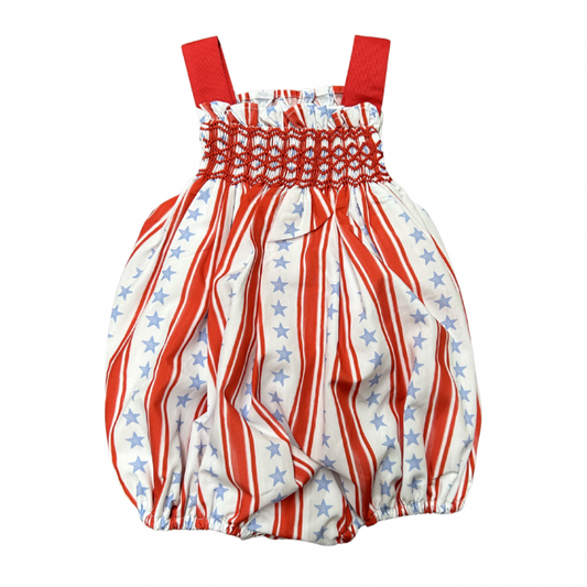 Girls Stars and Stripes Smocked Bubble