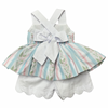 Girls Blue Floral Stripe Shorts Set